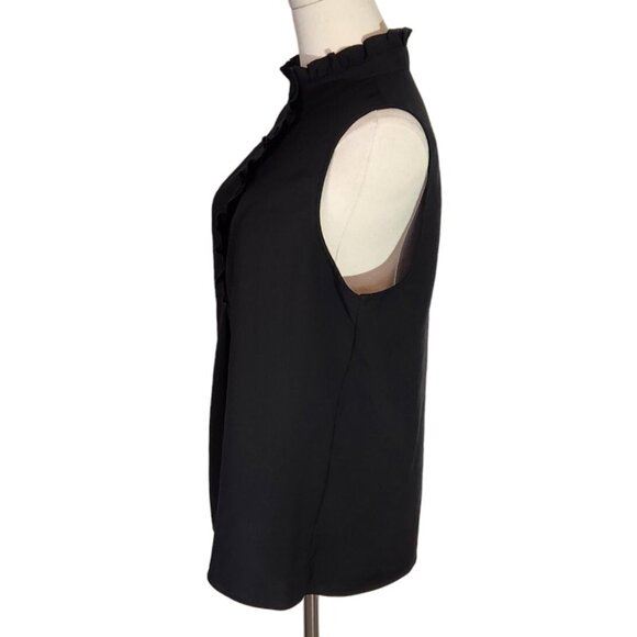 J. Crew Black Ruffle Trim Crepe Tank Top In Black Women's Size 8 - Picture 4 of 16